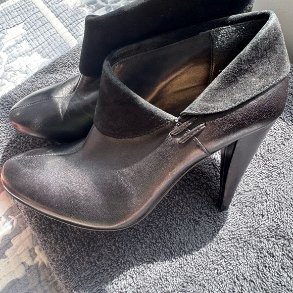 Coach Black Leather Ankle Booties with Fold-Over Cuff - Picture 6 of 8